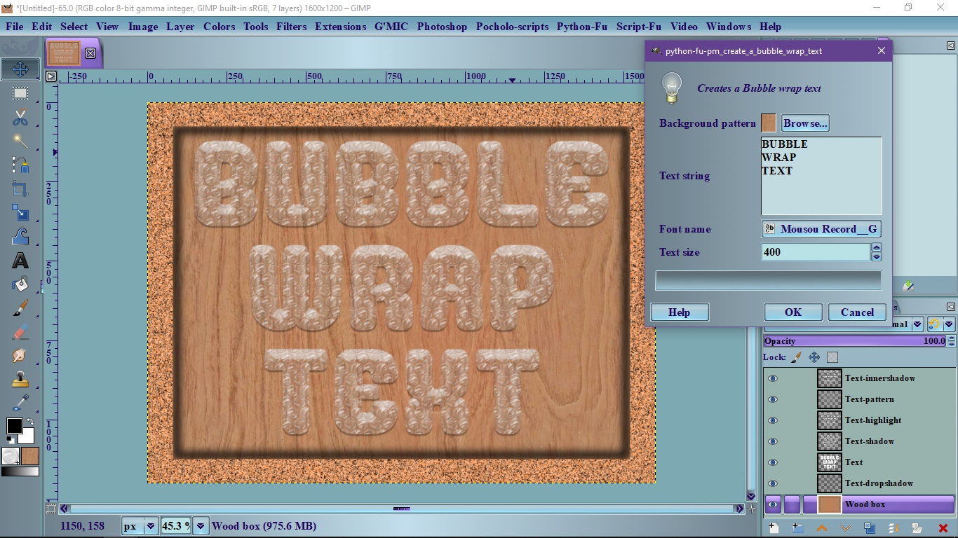 Bubble wrap text effect plugin • GIMP Chat